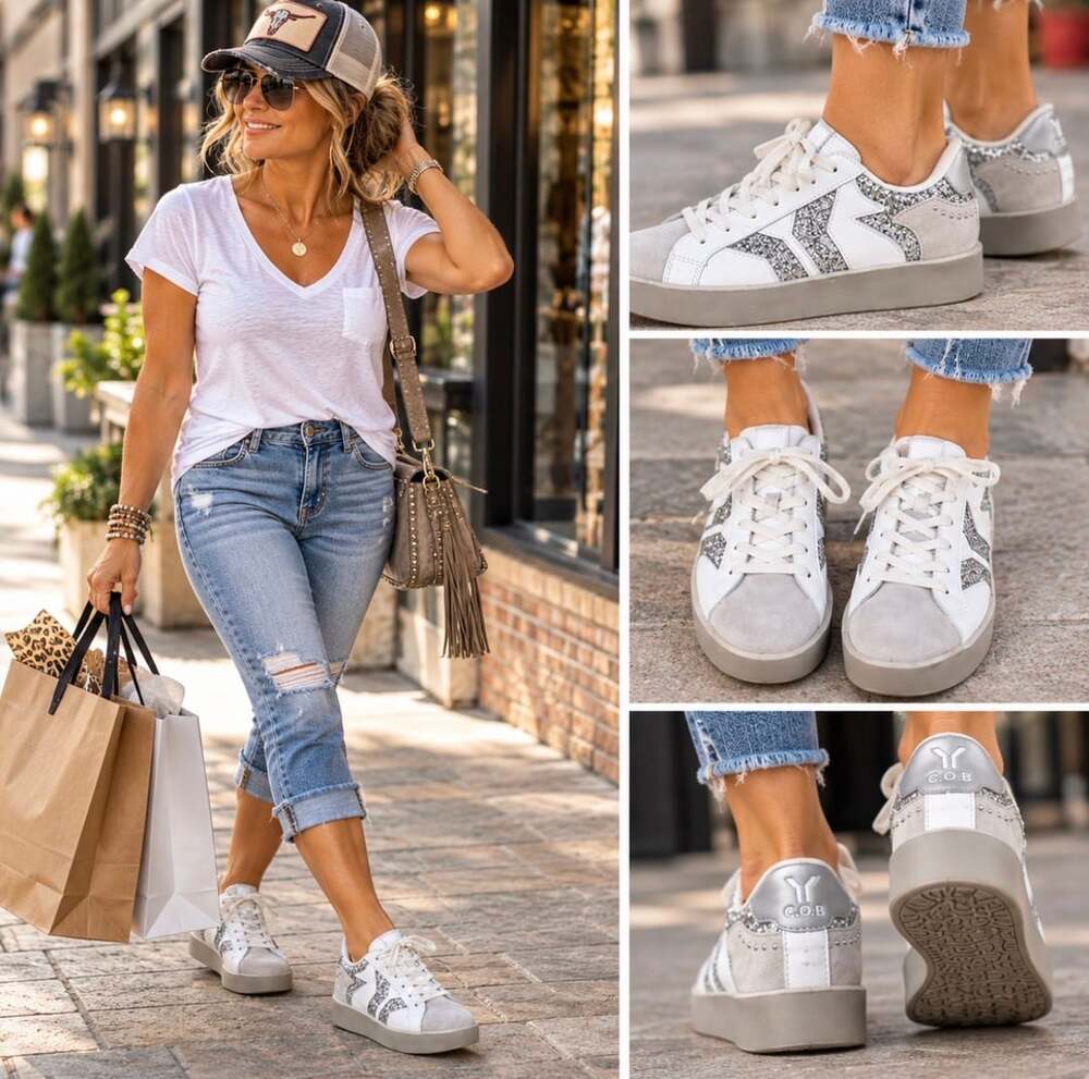 C.O.B. Culture of Brave Play Women’s 10-10.5 Silver Glitter Platform Sneakers